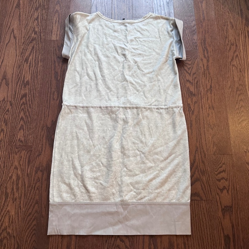 Lafayette 148 New York Grey Cotton Linen Drawstring Waist Pocket Dress Medium - Picture 3 of 11